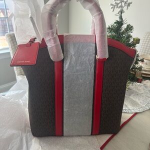Michael Kors Red and Brown Satchel